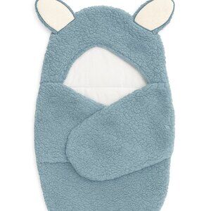 Cozy Blue Sherpa Swaddle Blanket – Gently Used, Super Soft